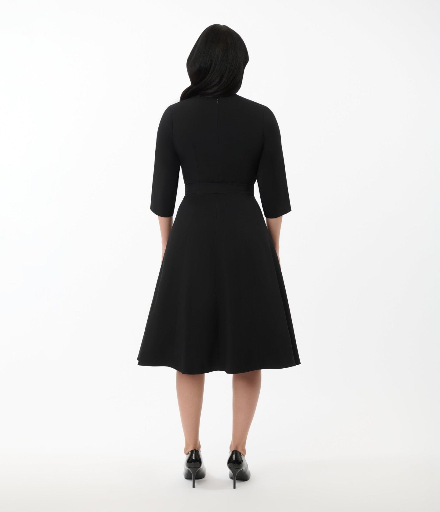 Heart My Closet 1950s Black Belted Willow Swing Dress