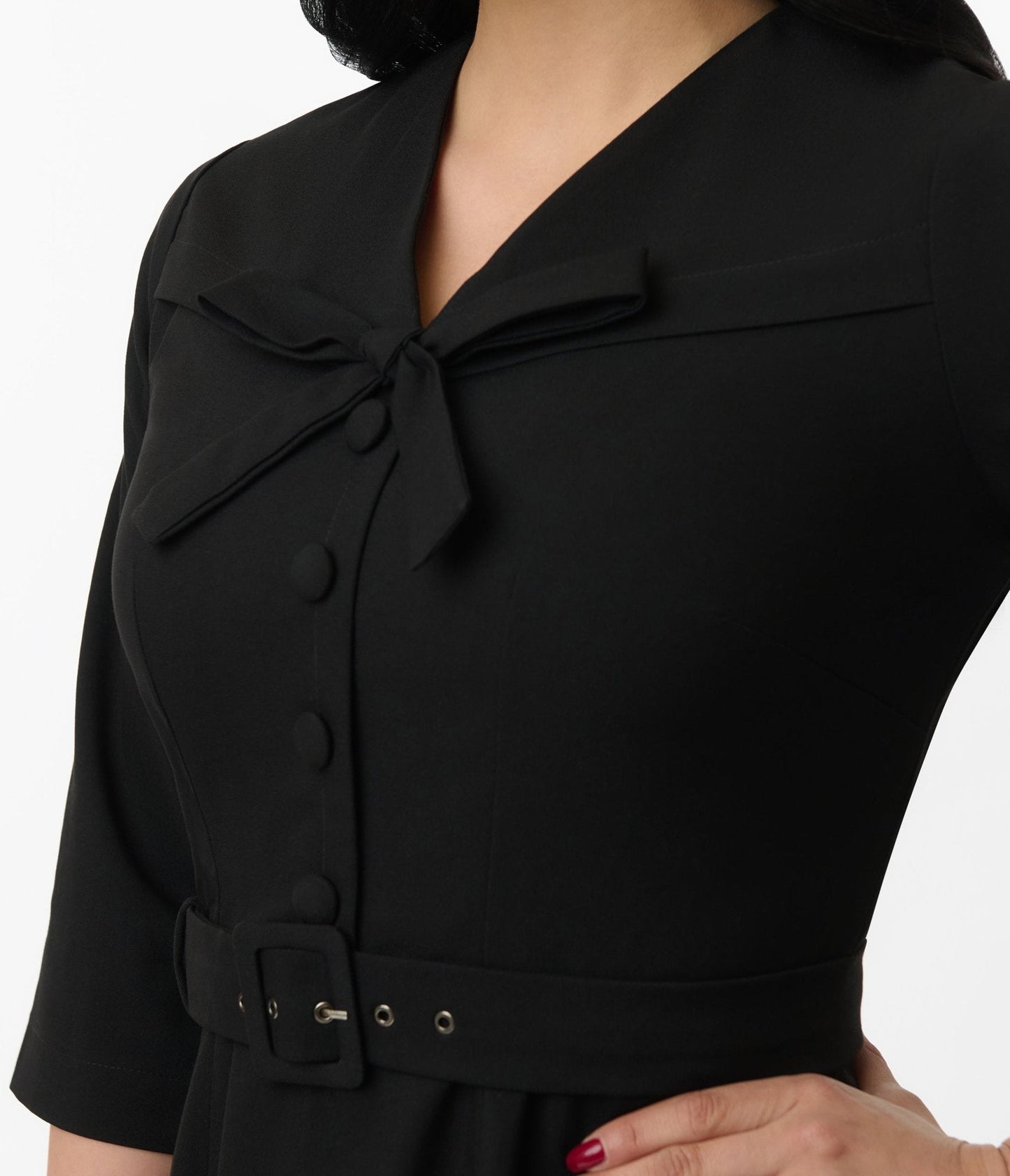 Heart My Closet 1950s Black Belted Willow Swing Dress