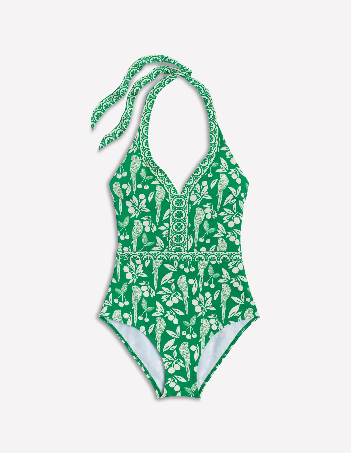 Ios V Panel Swimsuit-Rich Emerald, Ornate Tropics