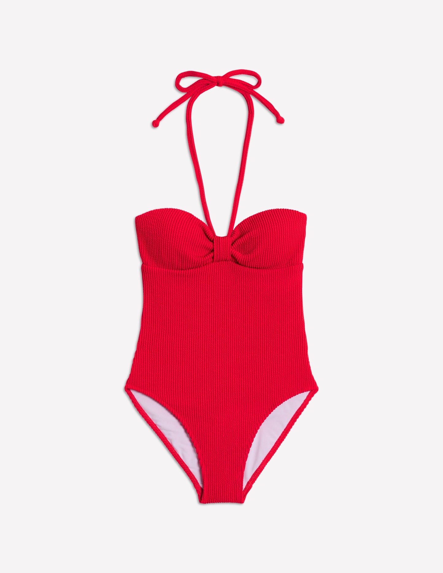 Crinkle Texture Swimsuit-Tulip Red