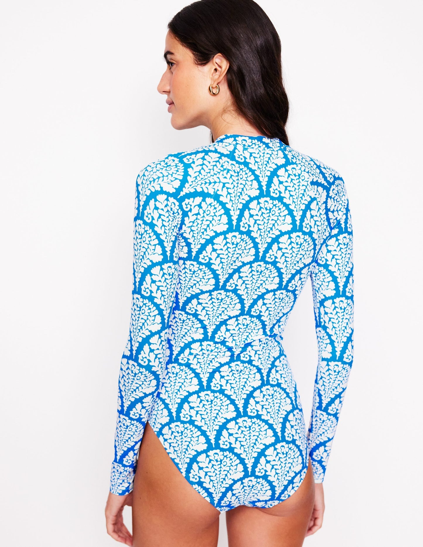 Sporty Raglan Sleeve Swimsuit-Bright Blue, Blossomy