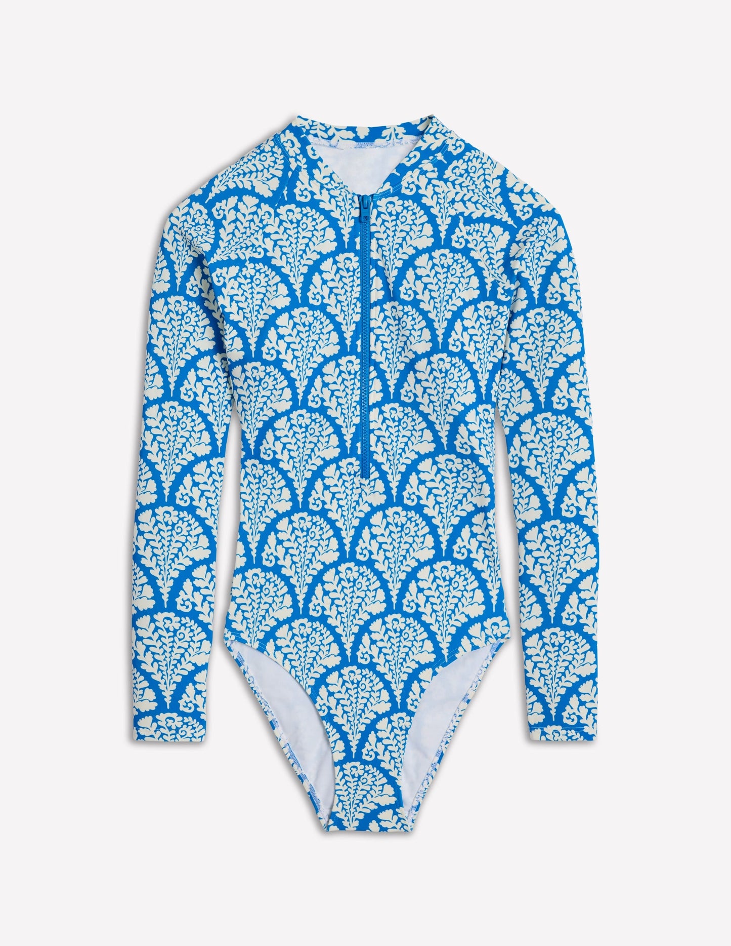 Sporty Raglan Sleeve Swimsuit-Bright Blue, Blossomy