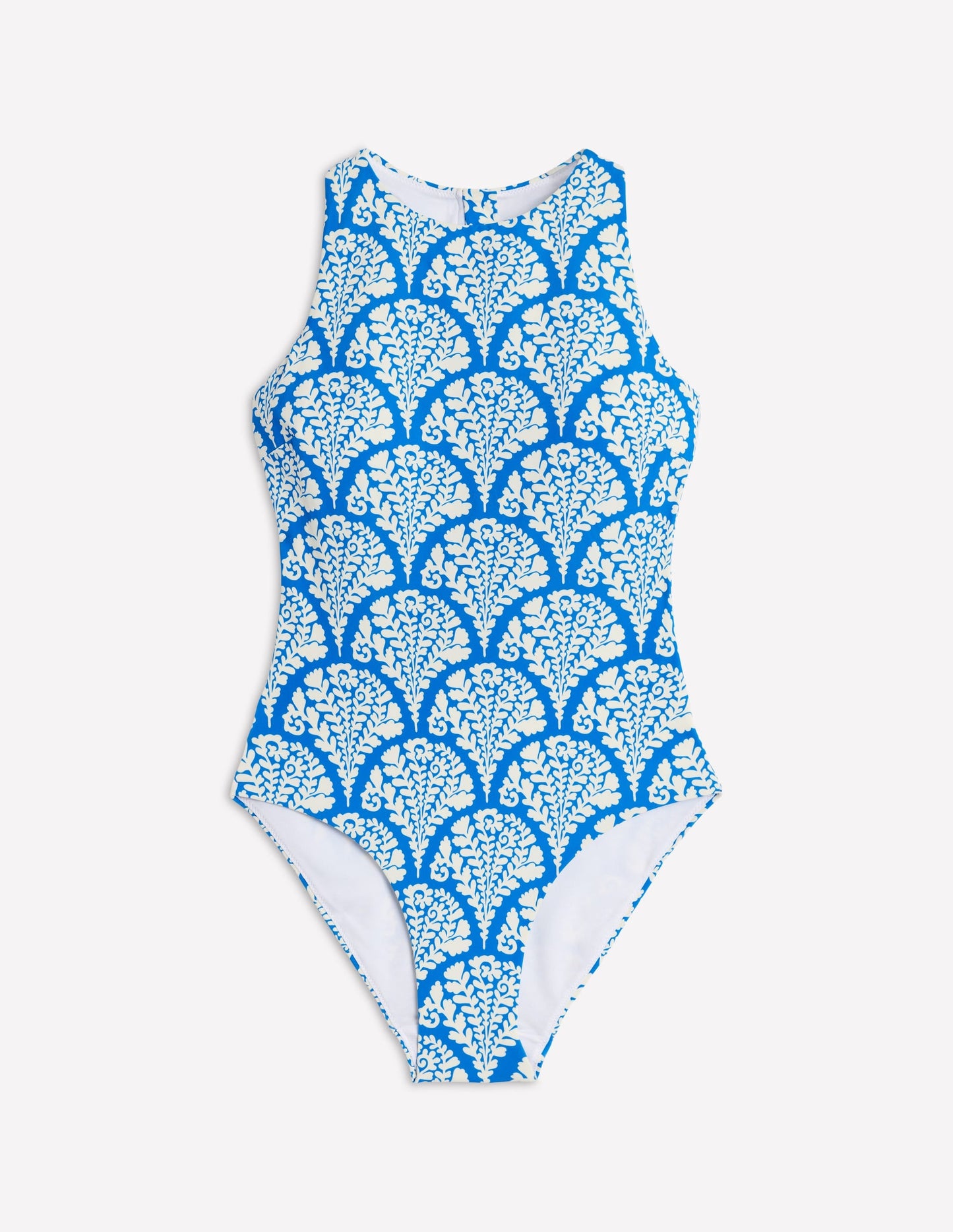 Sporty Zip Back Swimsuit-Bright Blue, Blossomy