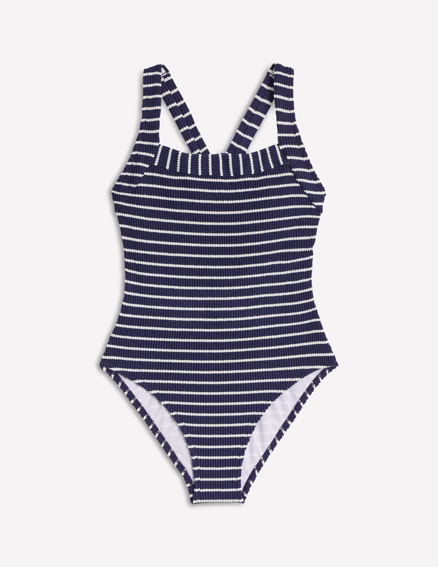 Scoop Cross Back Swimsuit-Navy/ Ivory