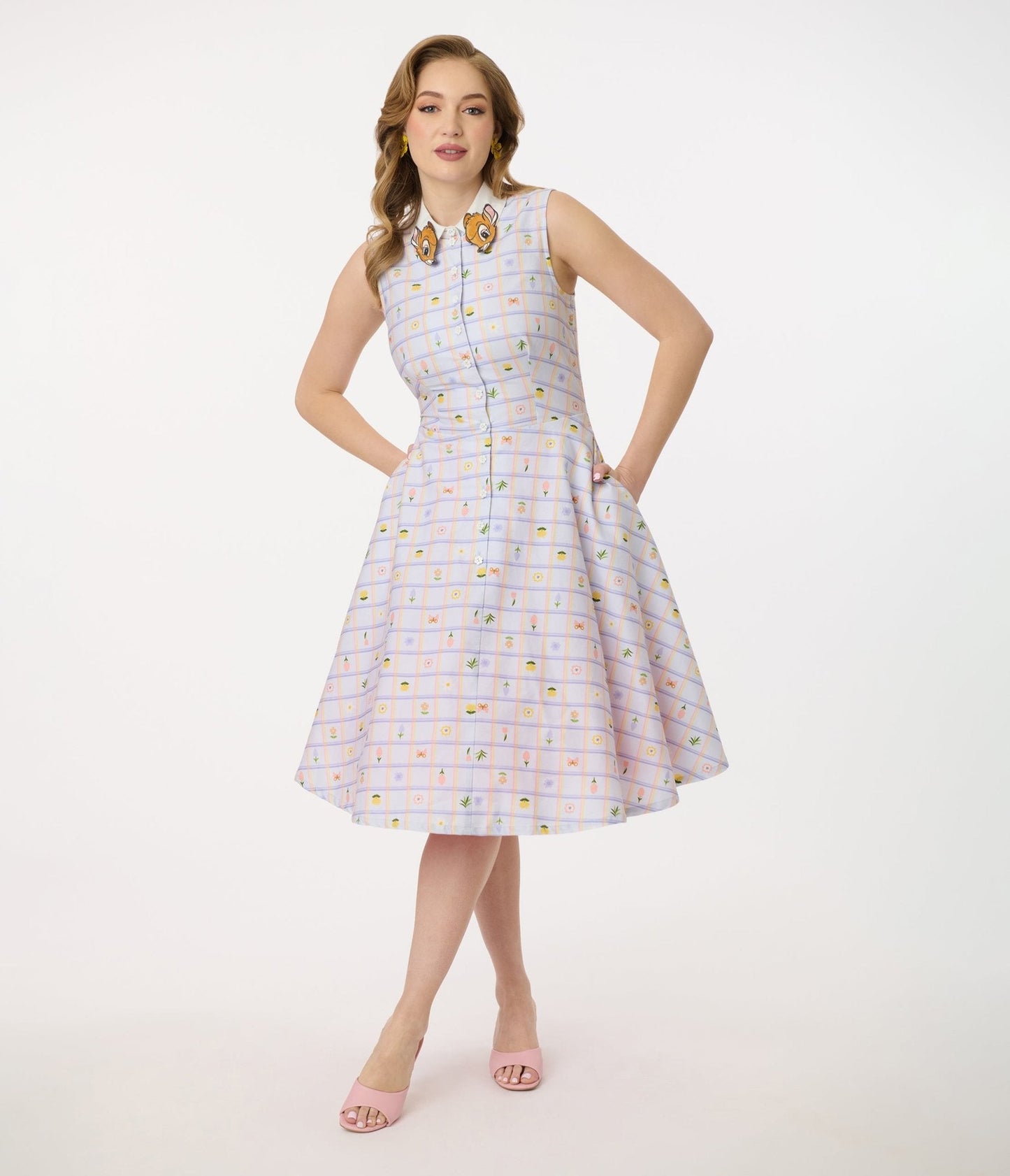 Disney Bambi Collection by Unique Vintage Lavender Spring Plaid Darlene Swing Dress