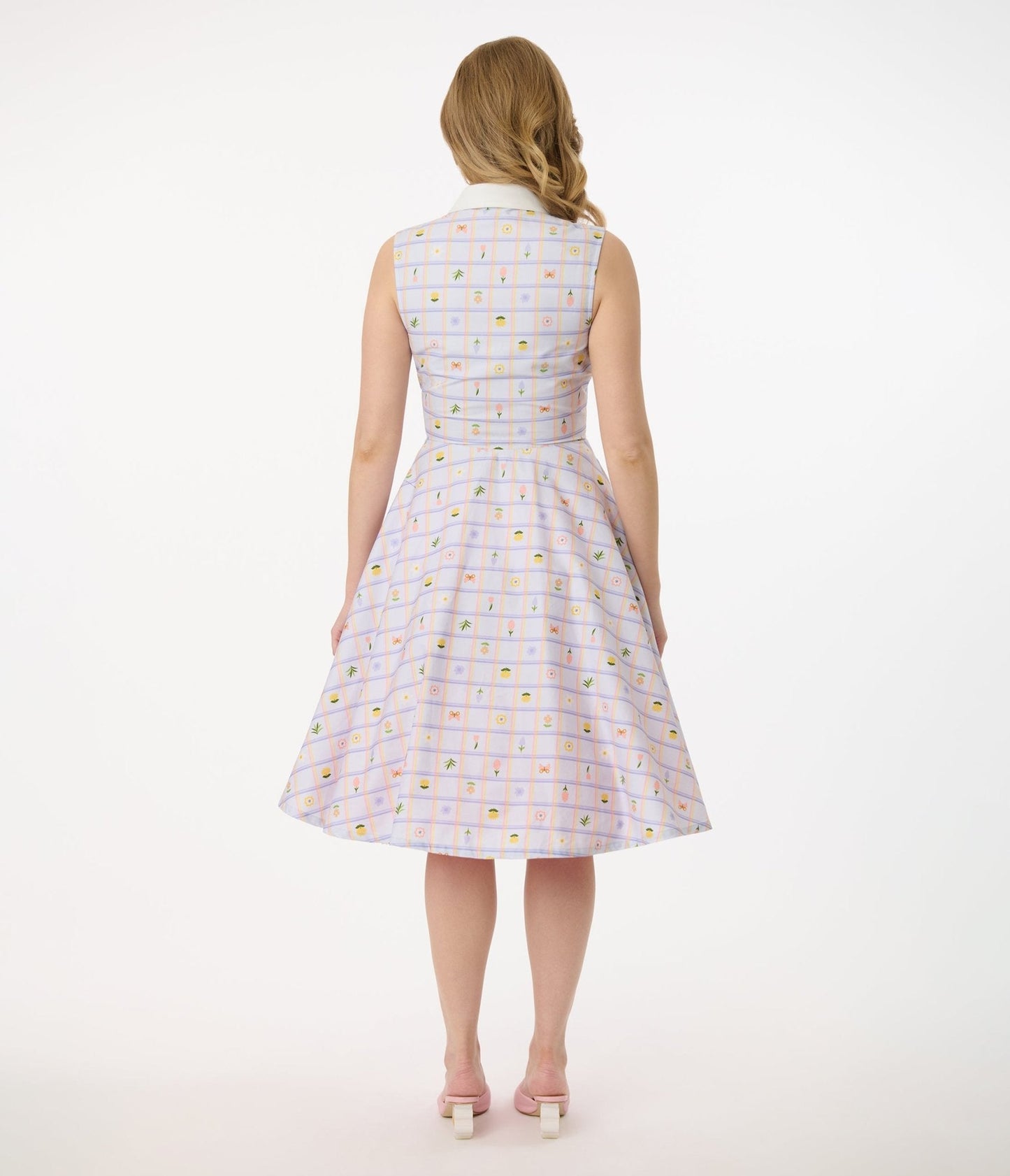 Disney Bambi Collection by Unique Vintage Lavender Spring Plaid Darlene Swing Dress