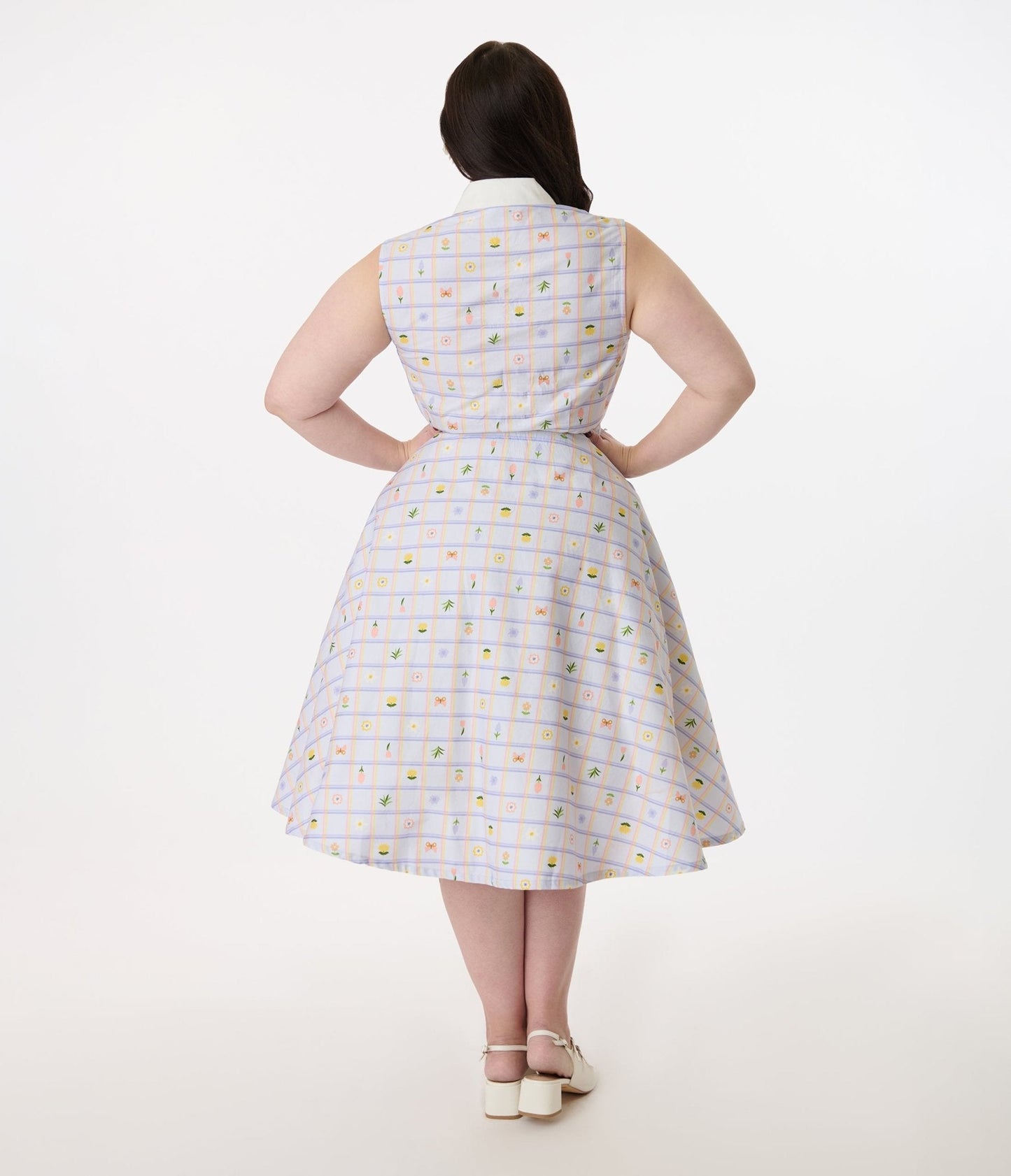 Disney Bambi Collection by Unique Vintage Plus Size Lavender Spring Plaid Darlene Swing Dress