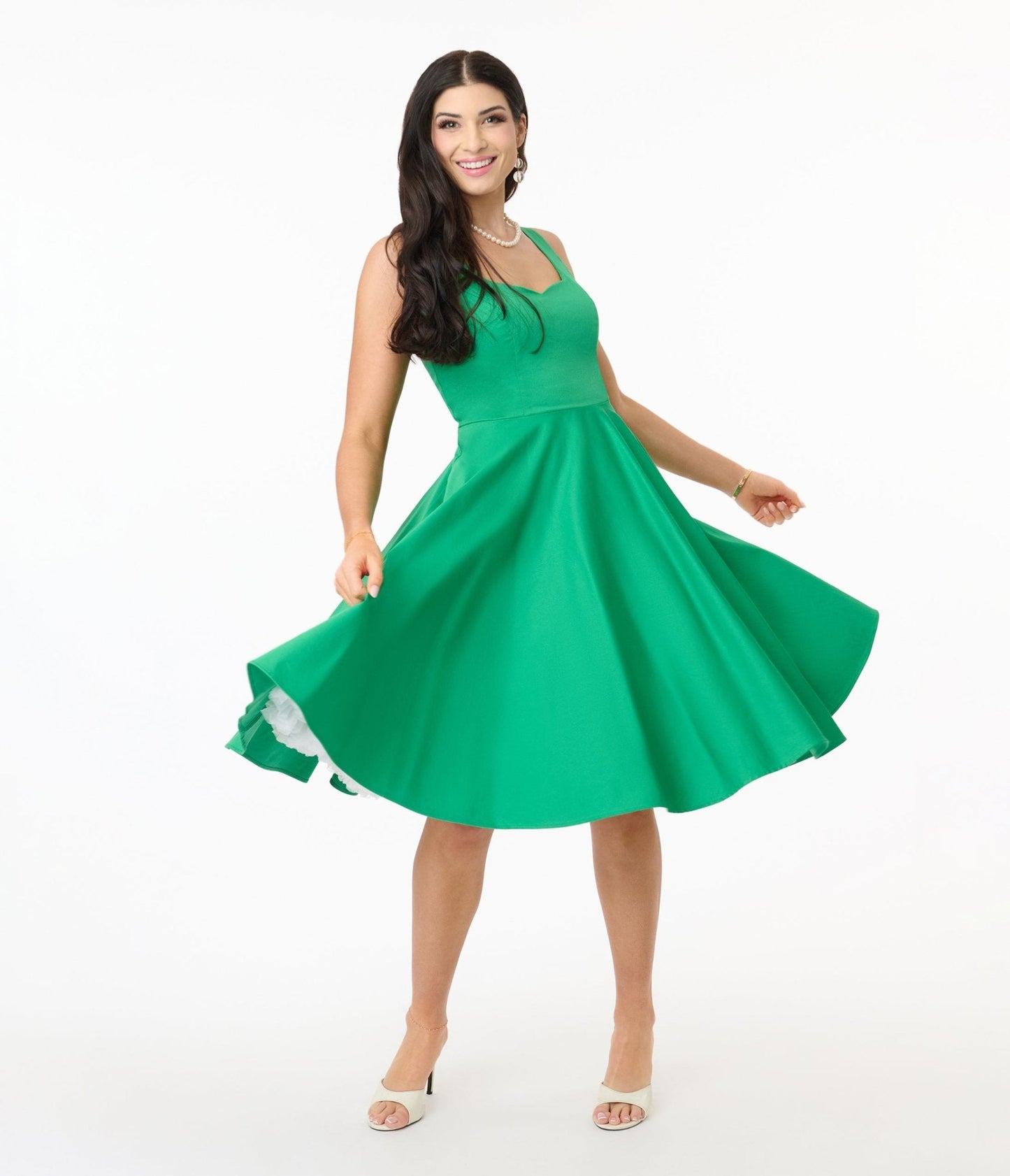 Hell Bunny Green Heidi Cotton Swing Dress