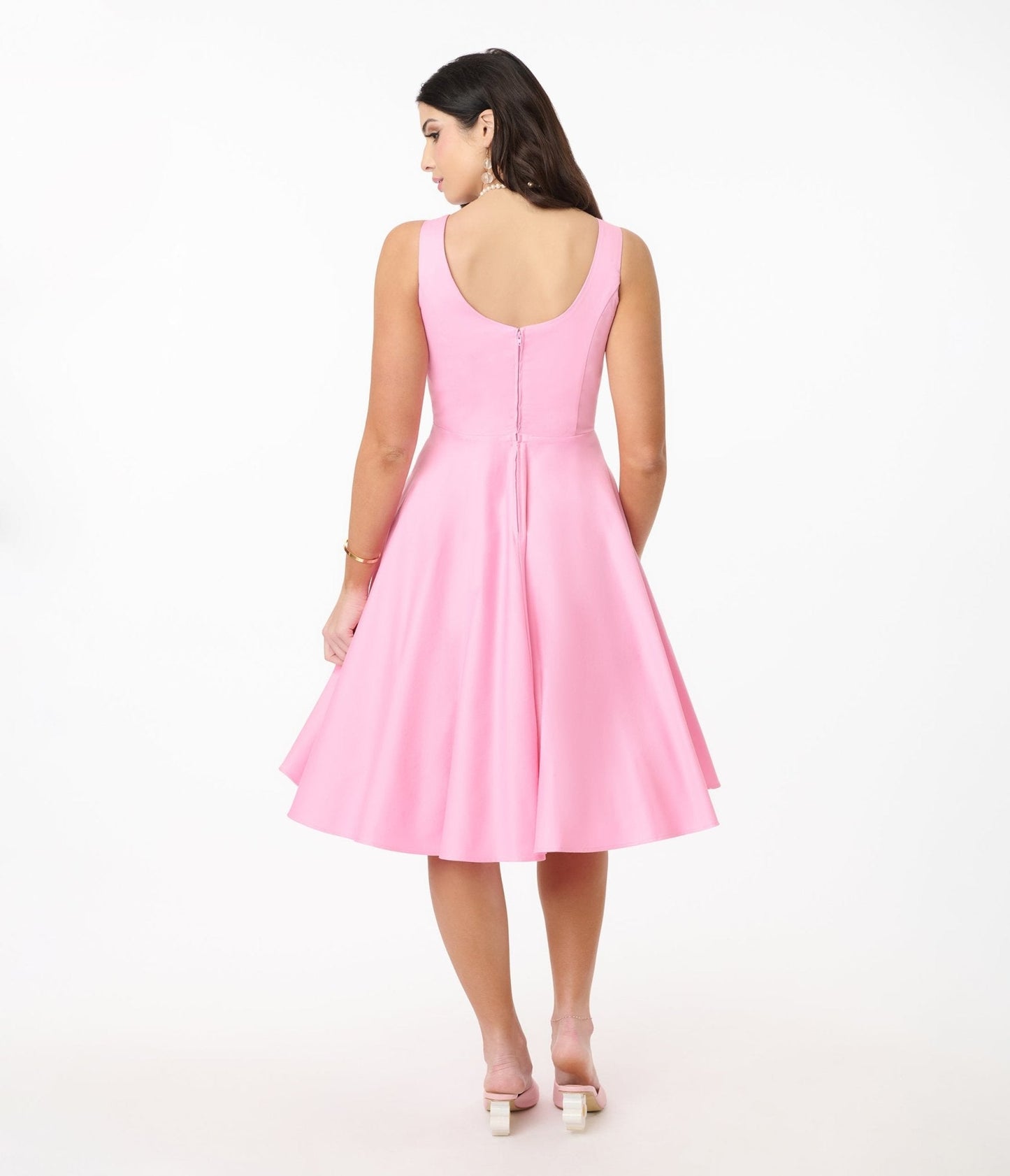 Hell Bunny Pink Heidi Cotton Swing Dress