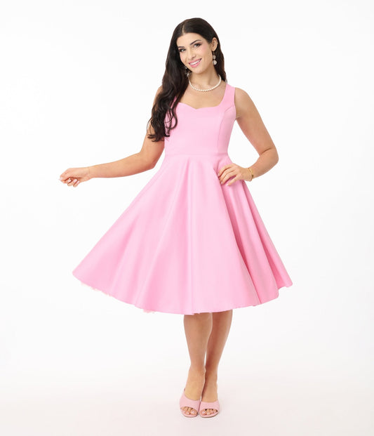 Hell Bunny Pink Heidi Cotton Swing Dress